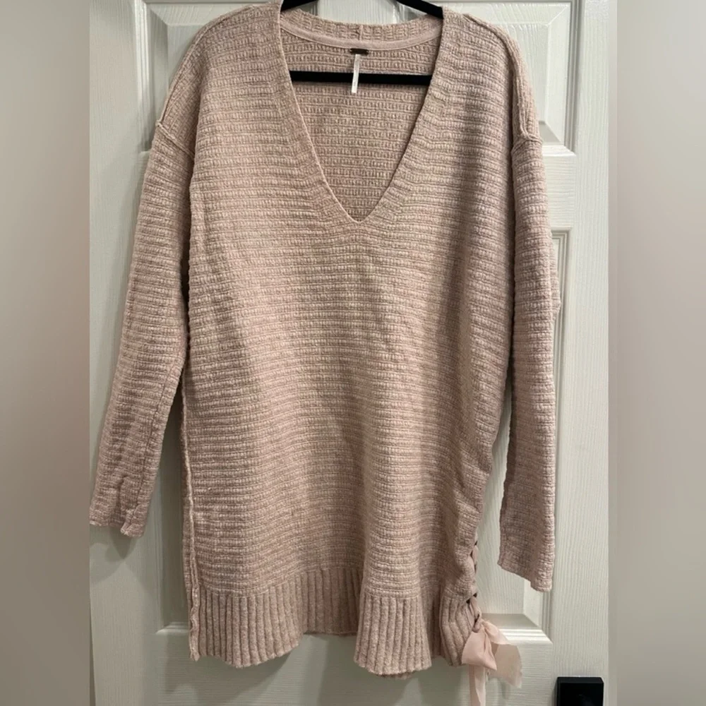 Free People Lace Up Oversized Sweater or Tunic Dress